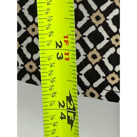 Pleione Womens Small Black Geometric Diamond Print V-Neck Blouse Sz S - Picture 3 of 9